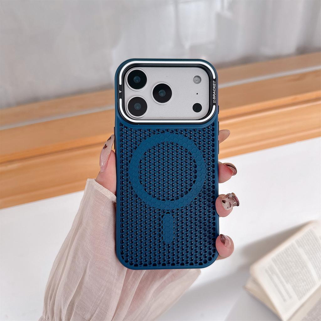 New Fashion Hot Sell Mesh Heat Dissipation Magnetic Lens Holder 2-in-1 Phone Case Suitable for IP17 Promax