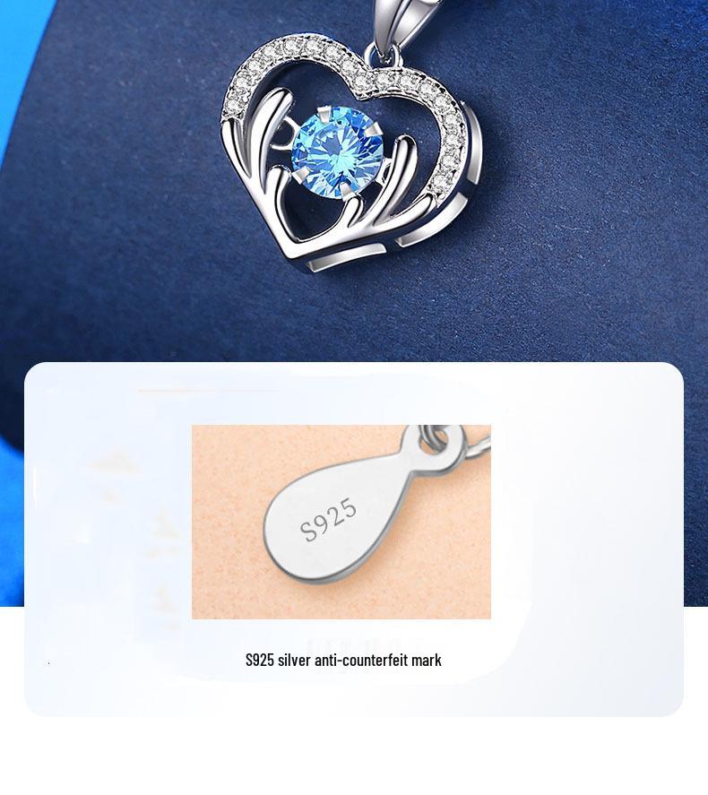Deer with You Sterling Silver Necklace - Bouncing Heart Pendant, Ideal Gift for Women, Girlfriend's Birthday, or Christmas.