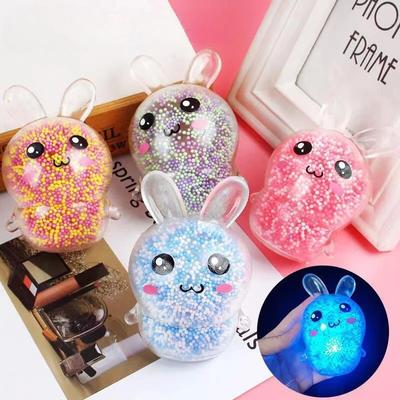 Quetschhasen Stressbälle mit Licht Stressabbau Spielzeug Mädchen Kinder Fidget Spielzeug Bunter Hase für Osterkorb Füllungen