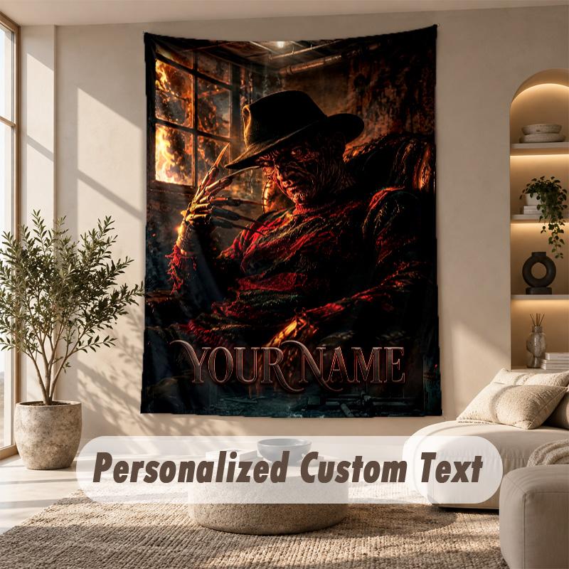 Tapestry Custom Name Text, Wall Hanging Tapestry Home Room DecorA Nightmare On Elm Street Freddy Krueger