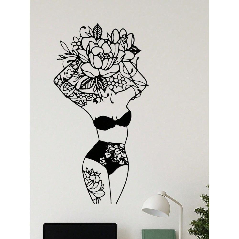 Laser Cut Bohemian Floral Goddess Metal Wall Art Modern Home Decor Bathroom Bedroom Meditation