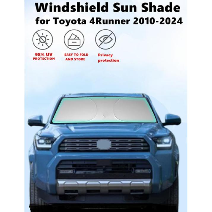 Windshield Sun Shade for Toyota 4Runner 2010-2024 2025 Sunshade 240T Reflective Fabric Double-Layer Design Front Window Blocks UV Rays and Heat
