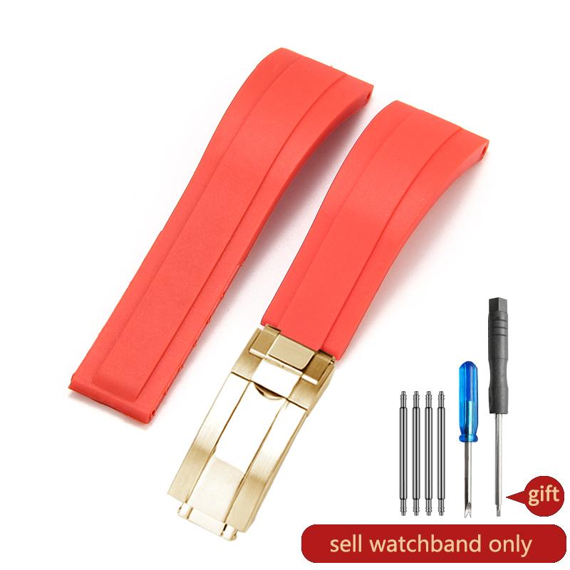 Paski do zegarka Daytona Yacht Log Czarny Zielony Water Ghost Zakrzywione zakończenie 20mm Silikonowy Wypukły Interfejs Czerwony Niebieski Pasek do zegarka