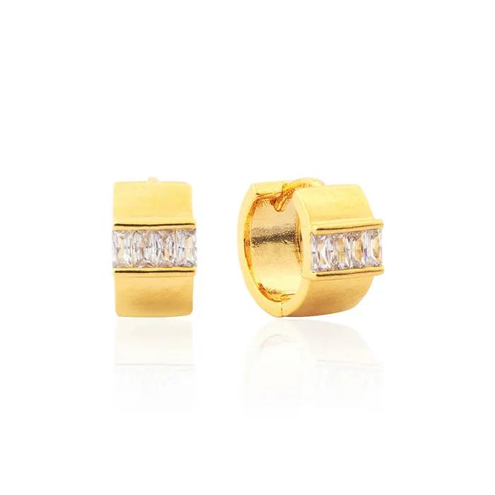 Cubic Wide Volume One-Touch Earrings (14k Plated) SHER0068