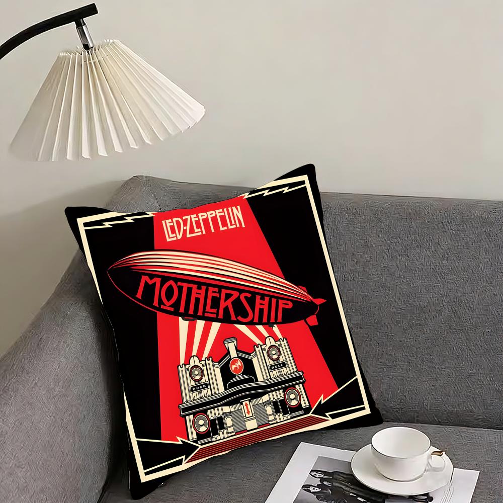 L-Led Zeppelinn Band Cushion Cover Pillowcase Ultra Soft Skin Friendly Fabric Cloud Like Comfort & Concealed Zipper