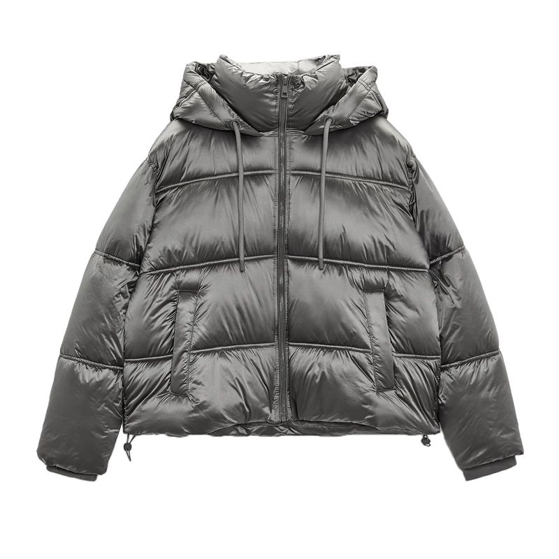 

Fall and Winter New Arrival Small K-style Loose Silver Shiny Surface Hooded Cotton Jacket Jacket Outwear Female 5071023 Silver L