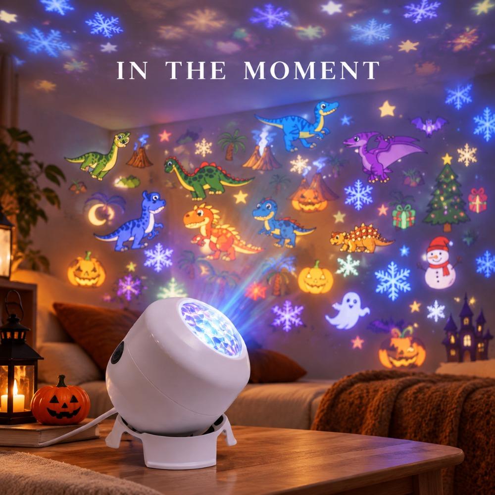 **Luz de Projeção LED de Natal Múltiplos Padrões Coloridos Giratórios Decoração Ambiente de Halloween**