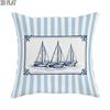 1pc Summer Nautical Striped Throw Pillow Covers Blue White Decorative Pillowcases One Sided Printin