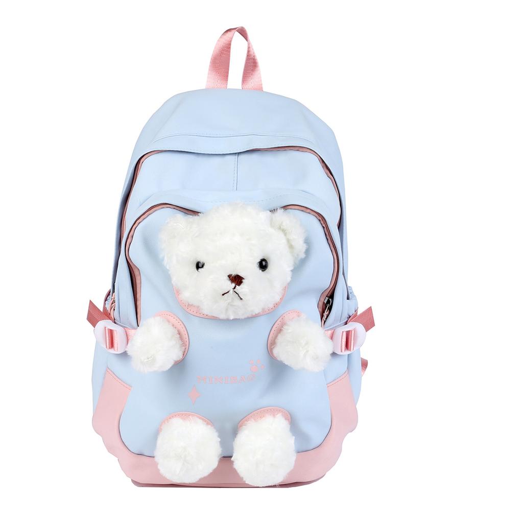 Cute Bear Schoolbag Female Junior High School Student New Backpack Sweet Versatile Backpack Female