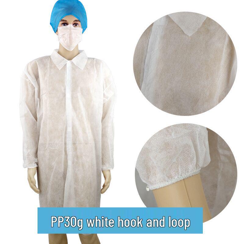 White Disposable Non-woven Lab Coat - Dustproof Isolation Suit for Food, Beauty, and Visitor Safety