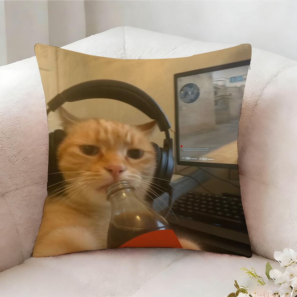 Cat Funny MEME Pillow Case Pillowcase Doublesided Printed Sofa Cushion Bedroom Headboard Pillow