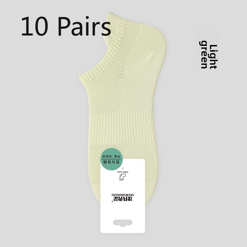 10 Pairs Women's Summer Socks Breathable Anti-ball Mesh Women's Boat Socks Short Socks Boneless Cotton Socks