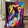 Soccer Passion In Flames Theme Blanket Lightweight Warm Flannel Blanket Decorative Throw Blanket for Home Decoration