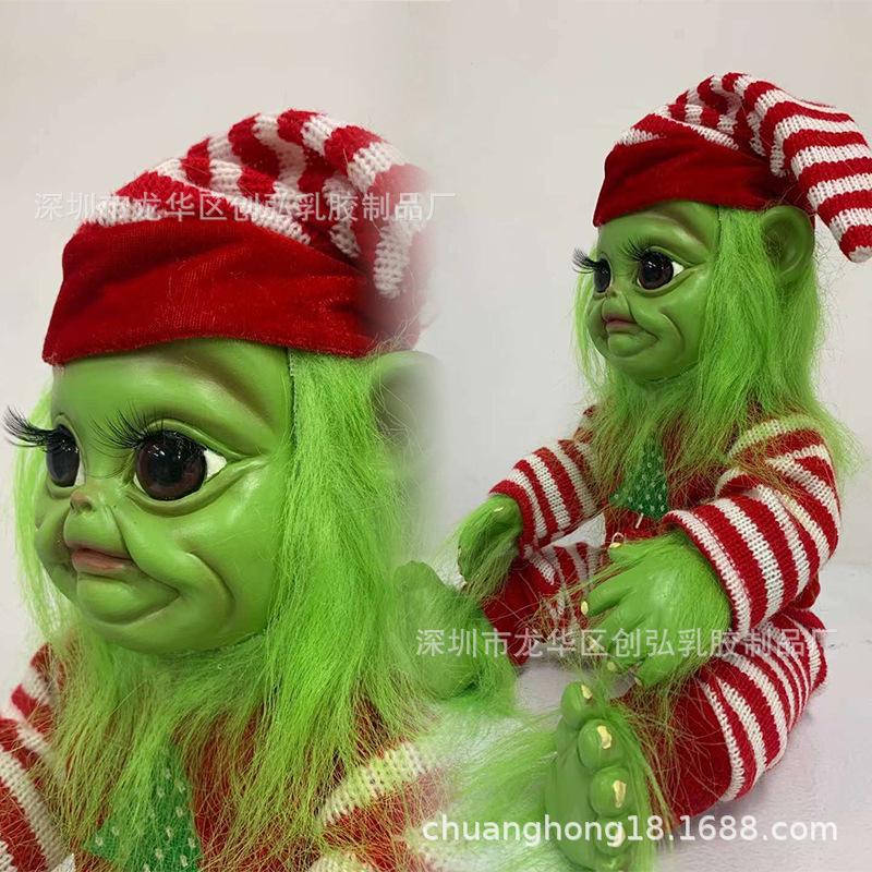 Christmas Grinch Ornament Doll Plush Toy Christmas Grinch Green Furry Monster Stuffed Toy Children's Gift