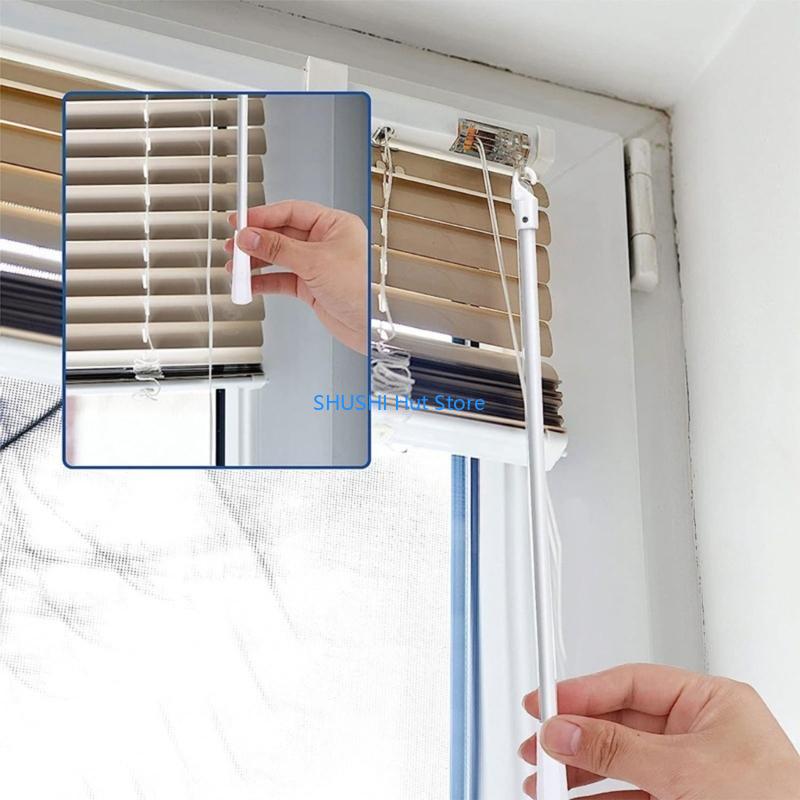 White Fiberglass Blind Wand with Hook, Vertical Blinds Control Window Blind Rod Window Treatments Accessories D57B