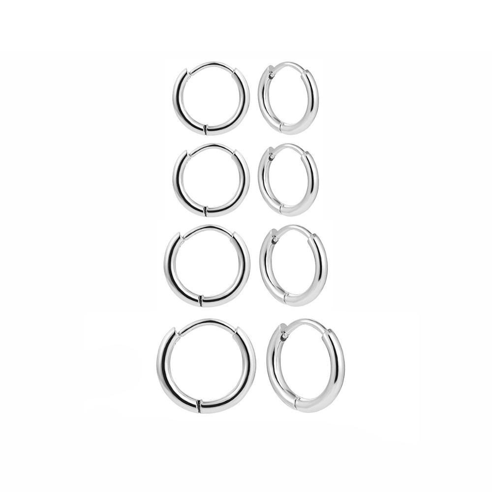 4 pairs Light Luxury Small Hoop Earrings Minimalist Earrings Set Stainless Steel Earrings  Wedding