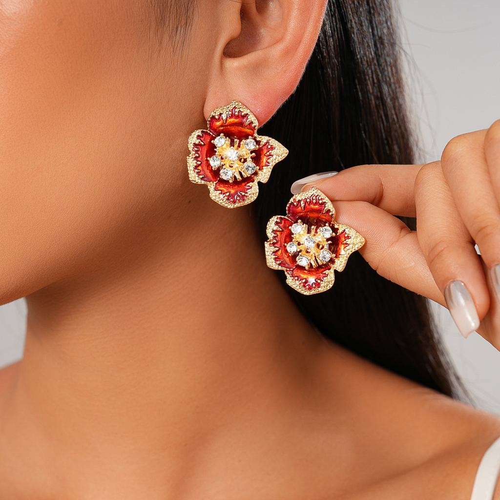 Pleated Flower Earrings, Medieval Fashionable, High-end Earrings for Women