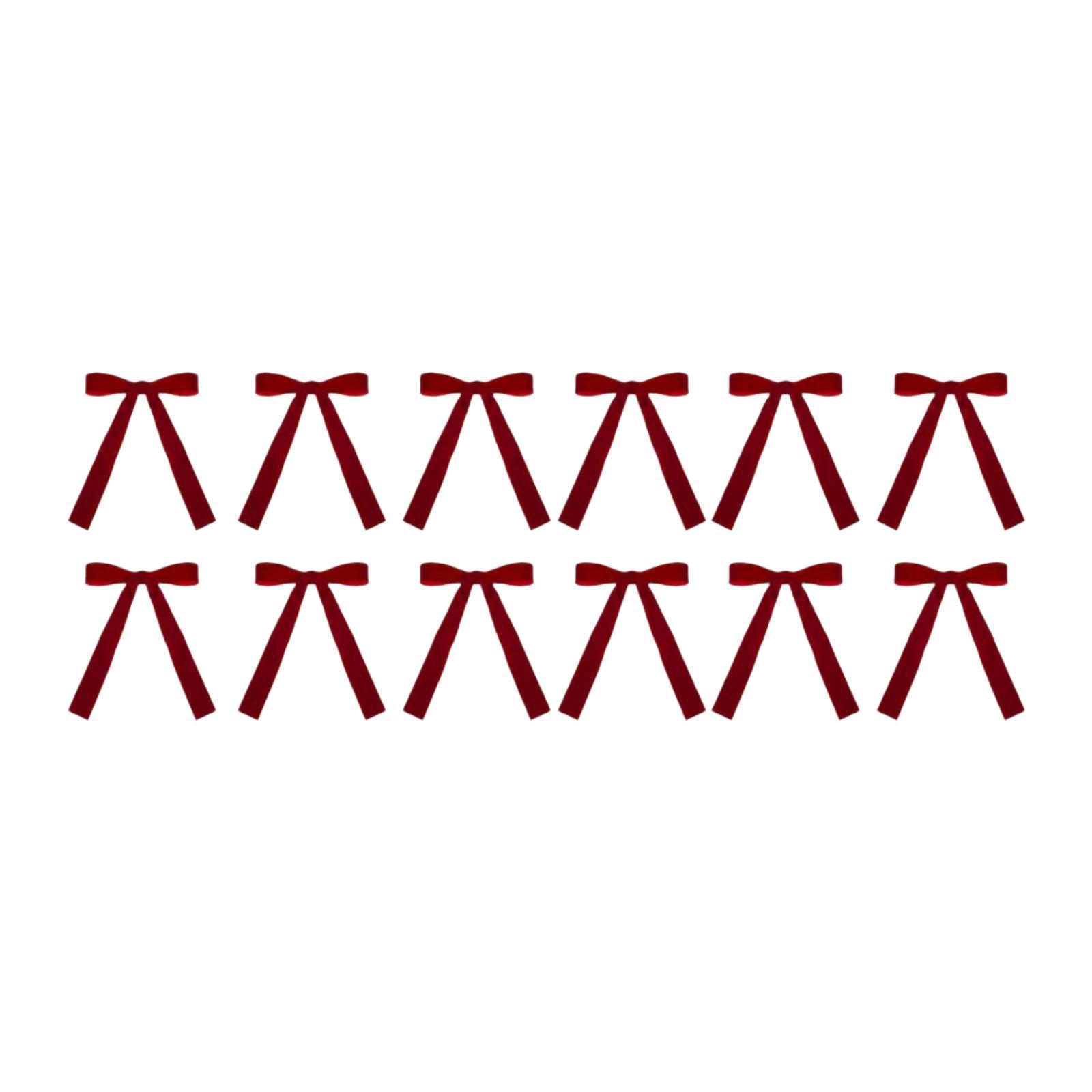 

12 Pieces Christmas Bow Festive Decoration Xmas Tree Decor Gift Bow Front Door Decor for Crafts Supplies Home Porch Tree Garden красный