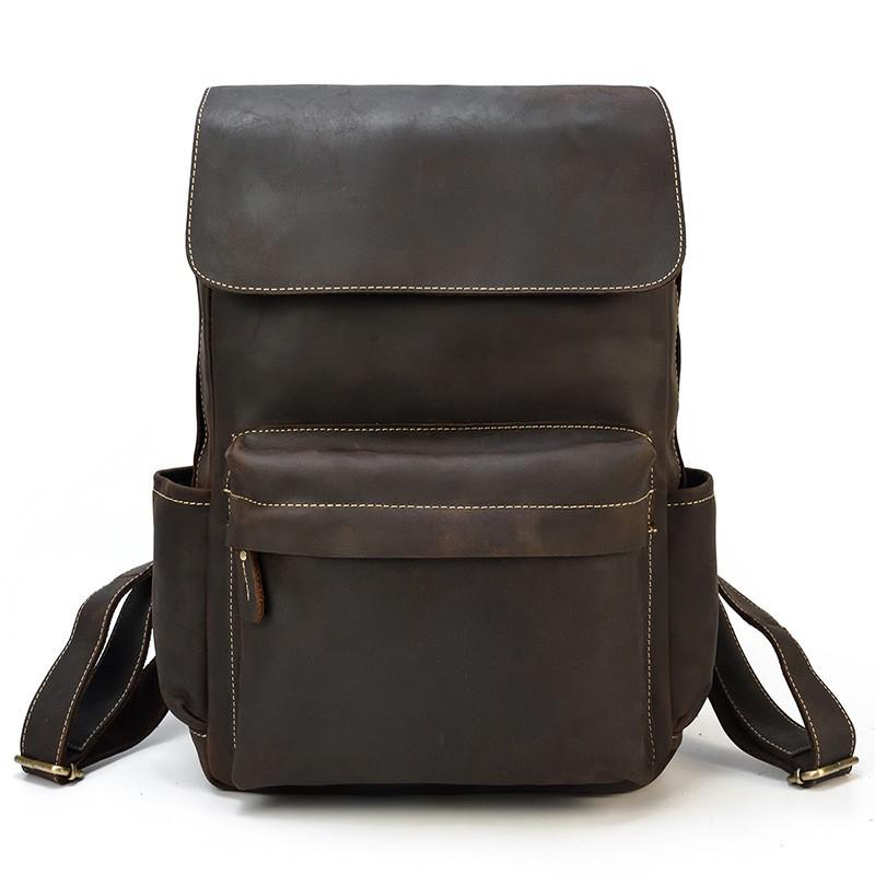 Vintage Crazy Horse Leder Rucksack für Damen und Herren - Echte Leder Reise- und Schultasche
