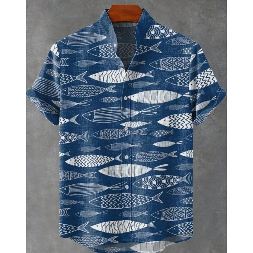 New Men's Printed Hawaiian Shirt Casual Short Sleeve Top Loose Clothing Fashion Vintage Summer Shirt