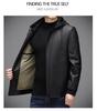 Men's Versatile Hooded Leather Jacket - Plus Velvet, Thickened Sheepskin, Warm Casual Dad Style Outerwear for All Ages