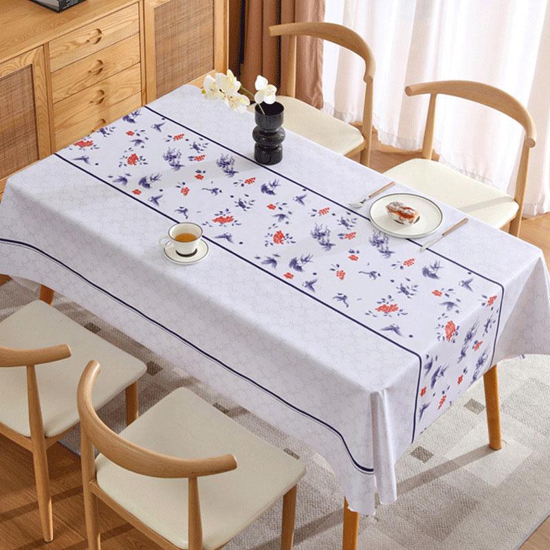 Simple Cozy Rectangular Tablecloth, Waterproof Oil-Proof Stain-Resistant, No-Wash Easy Clean Retro Vintage Kitchen Dining Table Cover