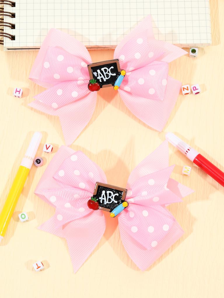 Back To School Hair Clips Pencil Apple Letter Hairpin for Girls Cute Bows Barrettes Handmade Hairgrips Children Hair Accessories