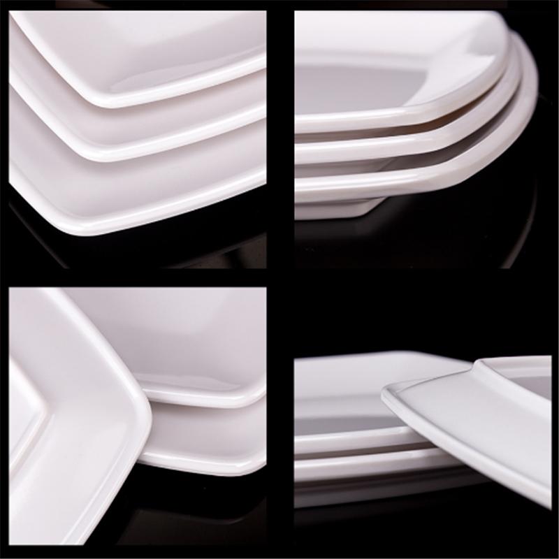 Square Melamine Dinner Plate Buffet Fast Food Trays Dishes Table Tableware Services Menu Plate El Deep Side Dish Dinnerware