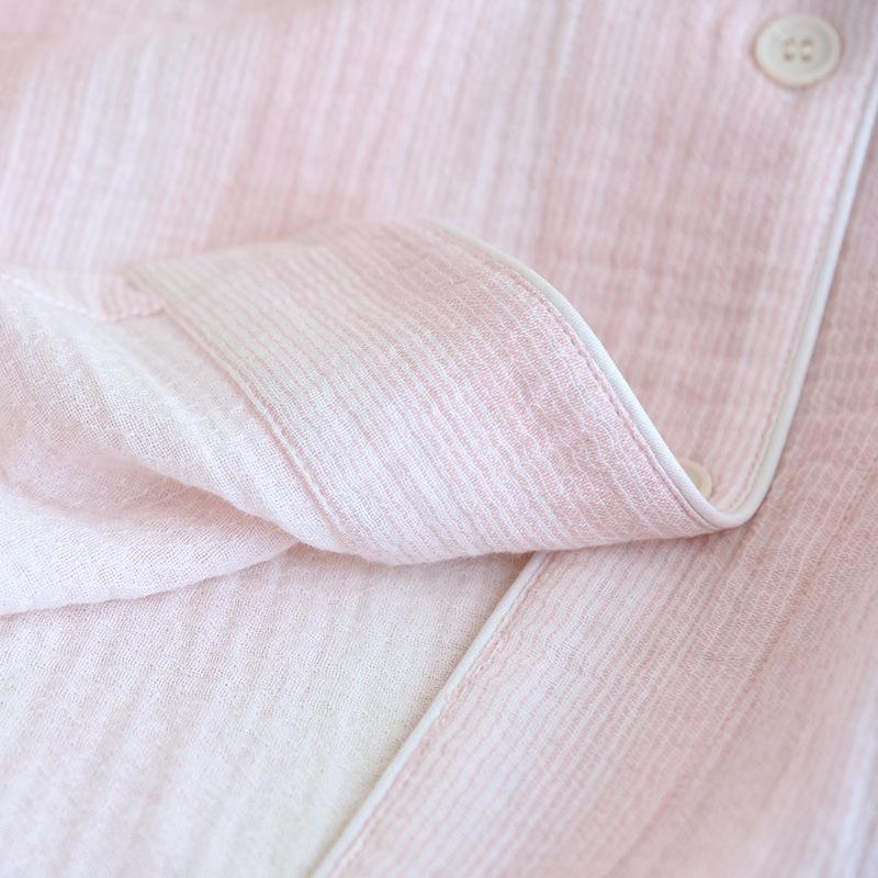 Summer New Couple Pajama Set 100% V-neck Men's and Women's Short Sleeves+Capris Two Piece Thin Cardigan Home Furnishing