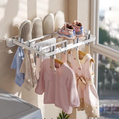 Plastic Folding Drying Rack Anti-slip Windproof Sock Folding Clothes Dryer Space Saving Wall Mounted Clothes Dryer Home Balcony