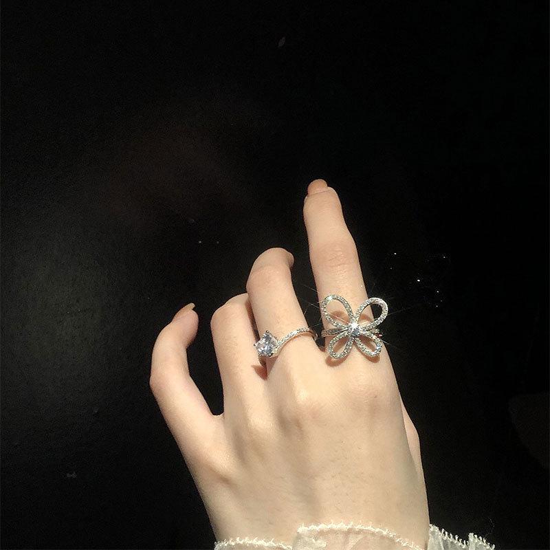 Korean Style Four Petal Adjustable Women s Ring - Trendy, Simple, and Colorfast Design Open Adjustable