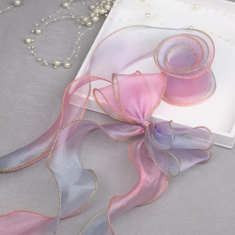 5yards 5.5~6CM Gradient Fishtail Yarn Ribbon Lace for Gift Packing Clothing Sewing Supplies DIY Bows Decor Craft Accessories