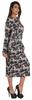 Bimba Printed Long Bodycon Dress With Pockets For Women Full Sleeves Dress Midi