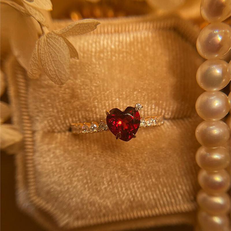 

Позолоченное кольцо-сердце из стерлингового серебра 925 пробы: Сладкий, Универсальный, Модный и Роскошный женский аксессуар. US Size 6