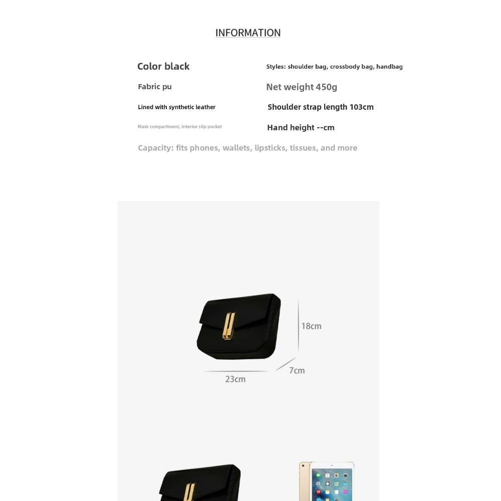 Popular fashion women's retro black gold bag women's shoulder crossbody light luxury tofu bag