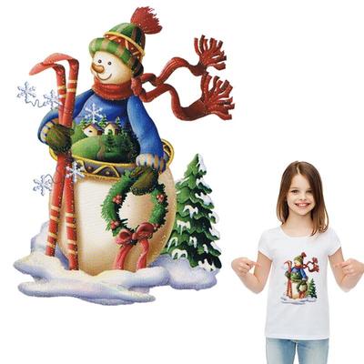 Niedliche Schneemann-Aufnäher zum Aufbügeln, Weihnachten, DIY-Patches, Ropa, Wärmepresse, applizierte Kleidung, Aufkleber, Hoodies, Jeans, Aufnäher, Kunsthandwerk