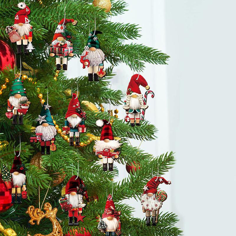 12PCS/PACK Christmas Tree Pendant Christmas Soldier Colorful Decoration Wood Holiday Ornament