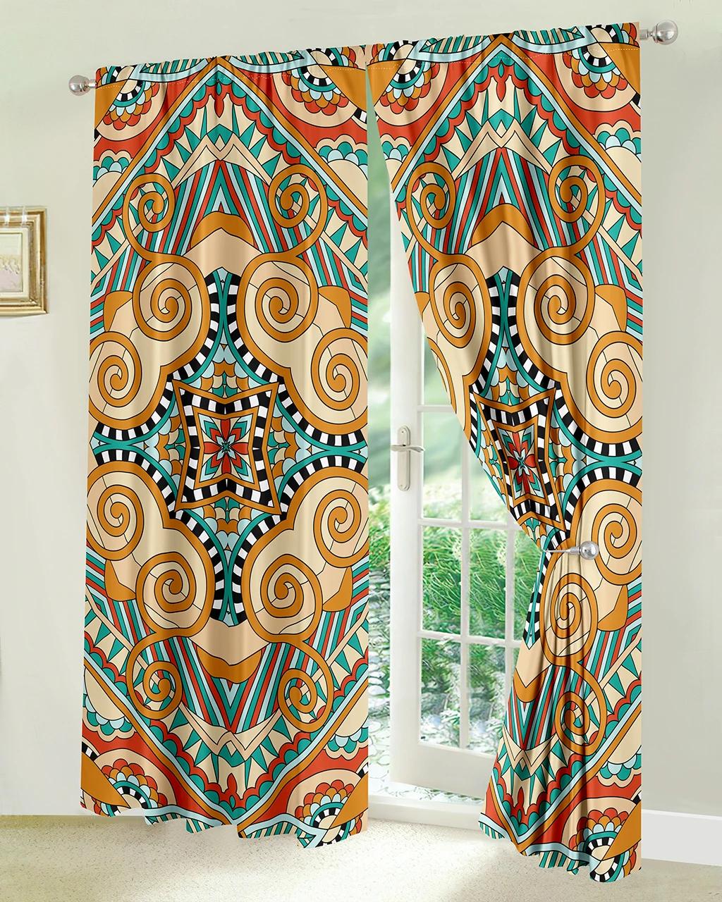 

3D-печать Girl Bohemian Art Splicing Blocks Lounge Window Шторы для гостиной 2 шт Бесплатная доставка Украшение спальни 75W166H(CM)x2Panel&Hook