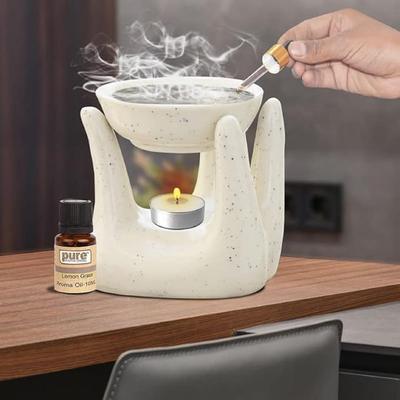 Κεραμικός Αρωματοθεραπευτής Χειρός για Σπίτι, Γραφείο, με 1 Κερί Ρεσώ, Κατασκευασμένος από Νέα Πορσελάνη