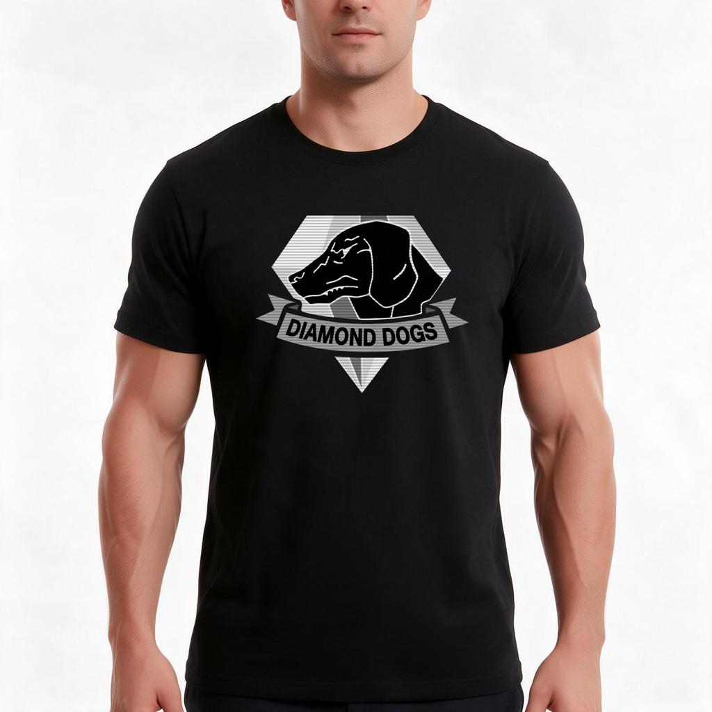 Gaming Diamond Dogs B W Logo Tshirt Summer Casual Cotton Tee Oversized Streetwear Tops Vintage Graphic Print 100 Cotton