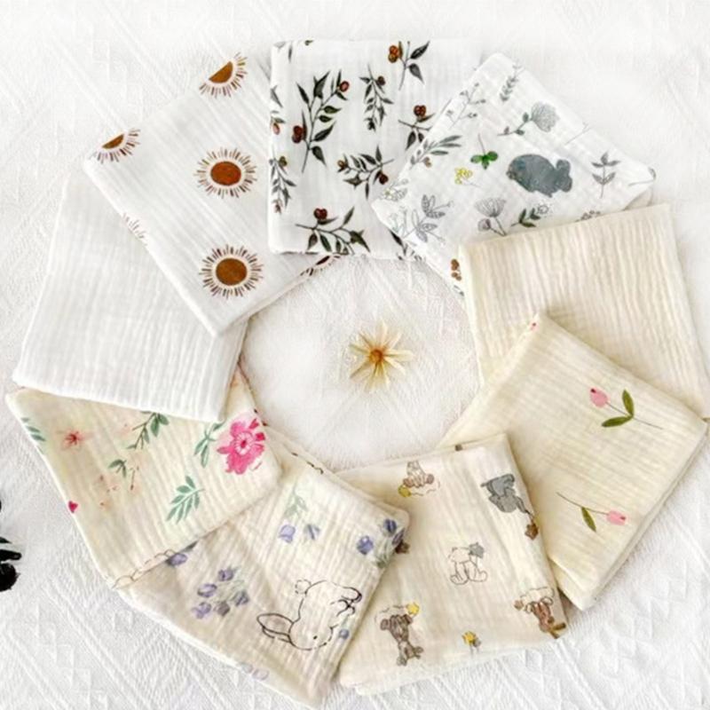 5Pcs Soft Breathable Cotton Baby Washcloths Newborns Bath Towel for Sensitive Skin Multi Use Burp Cloths 25x25cm