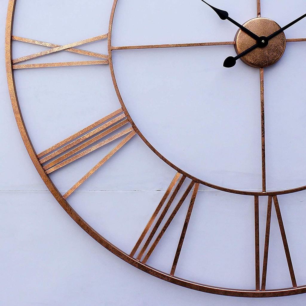 Premium Romersk Skulptur Konst Metall Analog Väggklocka (Koppar, 100 cm)