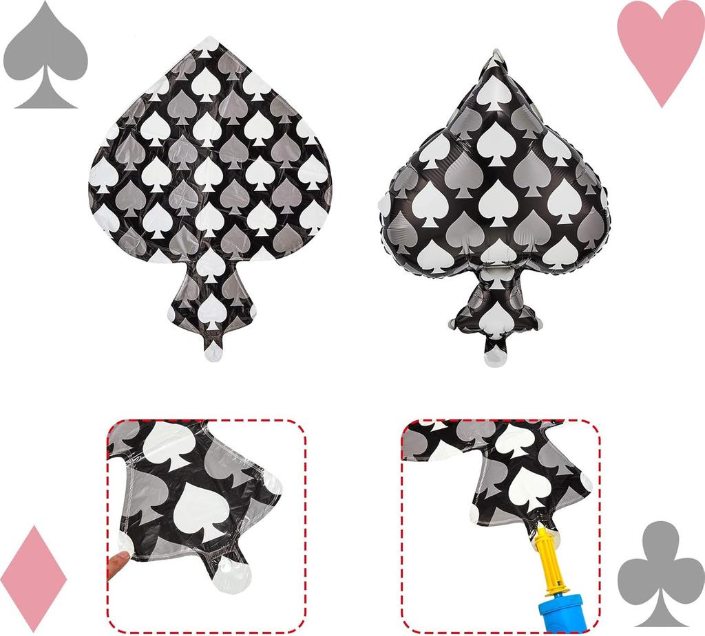 8 Stuks Dobbelstenen en Kaarten Ballonnen Casino Ballonnen Las Vegas Spelavond Thema Feestdecoraties Poker Ballon Harten Schoppen ballonnen