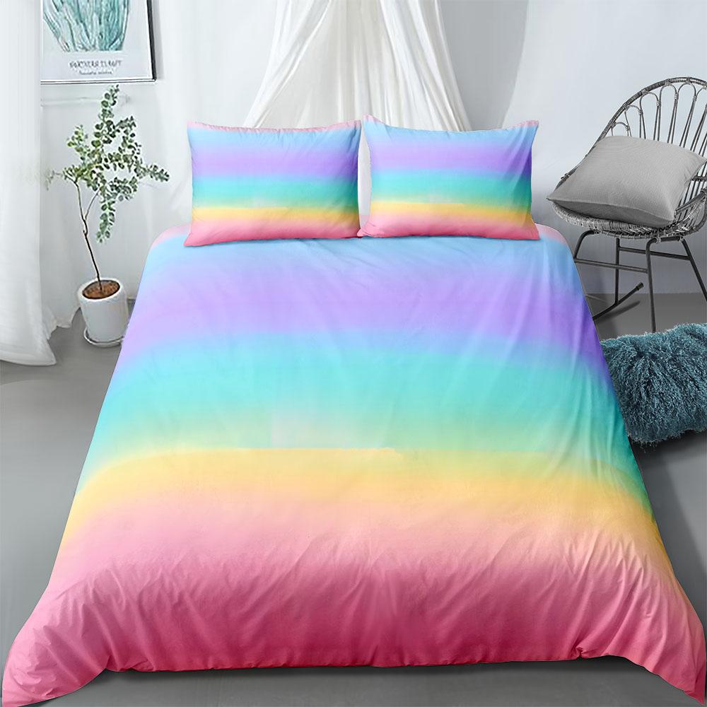 Handpaint Rainbow Abstract Duvet Cover Set King Queen Double Full Twin Single Size Bed Linen Set