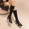 New Style Pointed Toe High Heel Long Boots Women's Autumn Winter Slim High Boots Comfortable Chunky Heel Knight Boots
