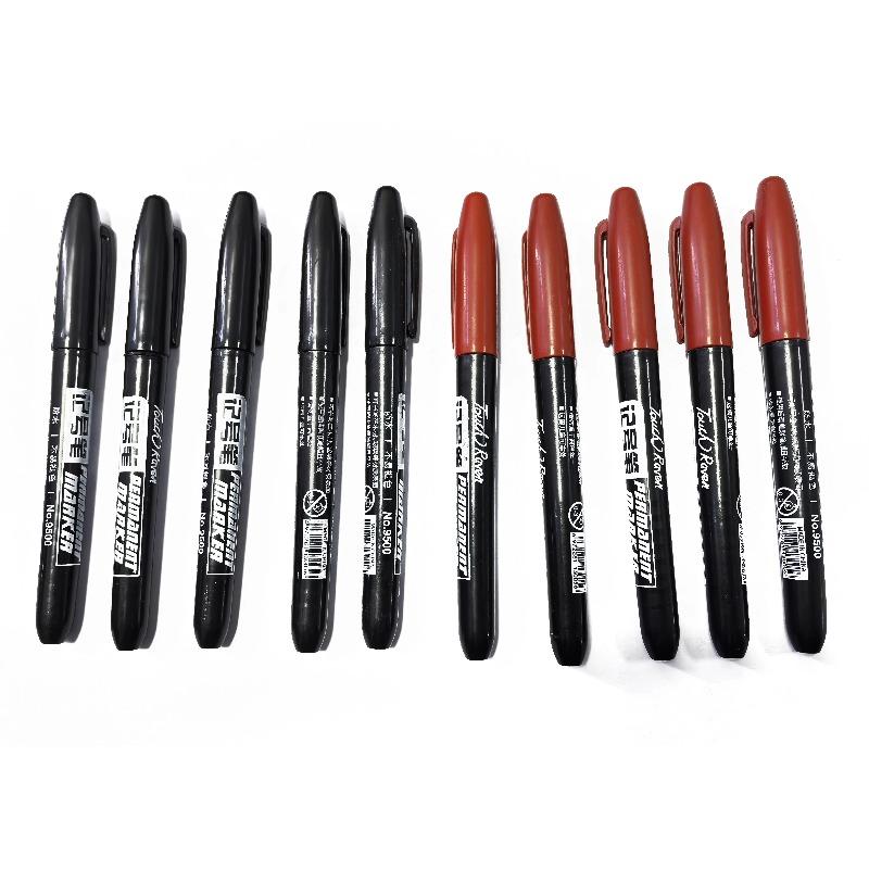 6 PCS Permanent Marker Pen Manga Drawing Markers Black Blue Red Waterproof Ink Sketch Pens Stationery Art School Supplies