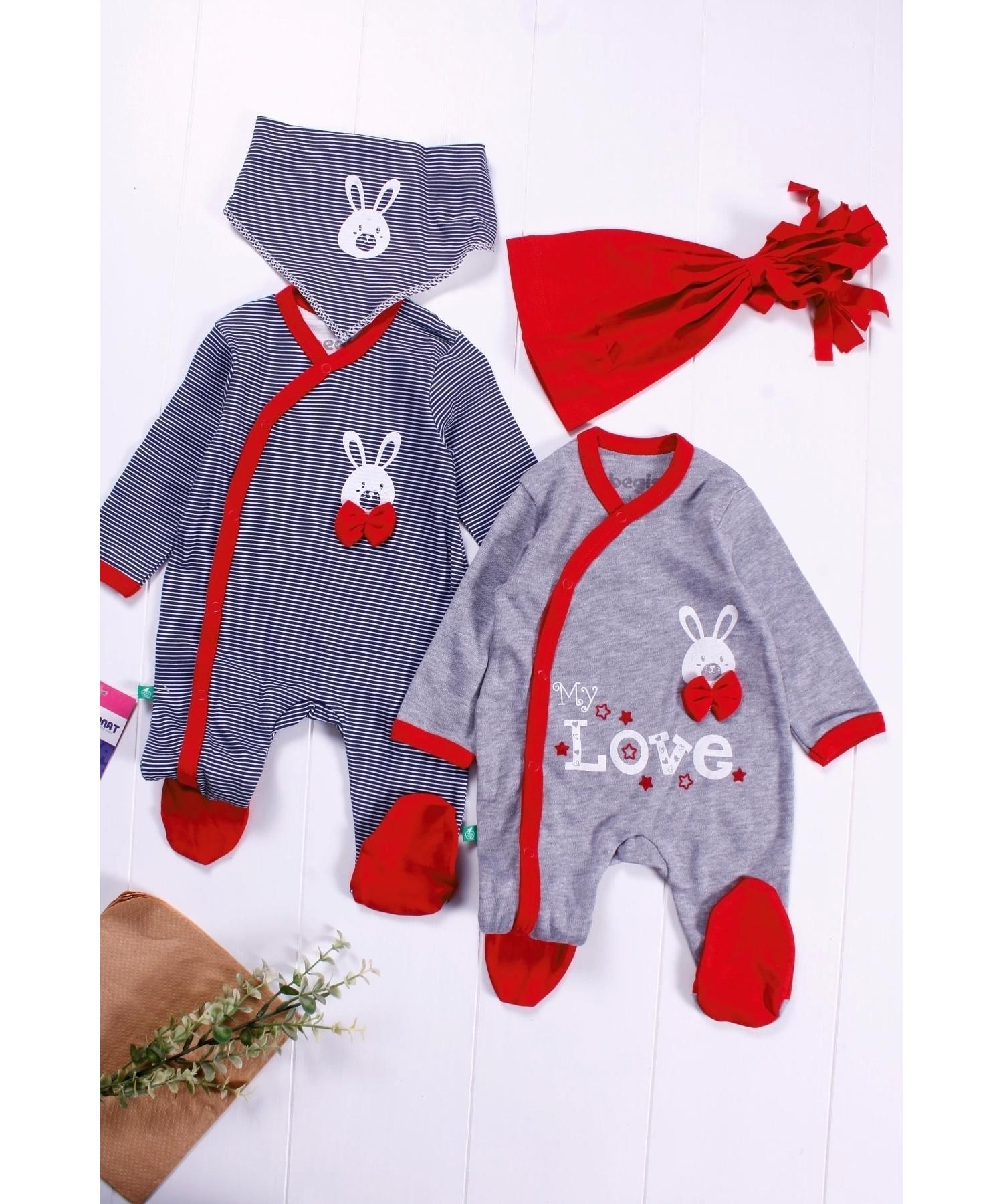 

Комплект из 4 комбинезонов для маленьких мальчиков с узором Love