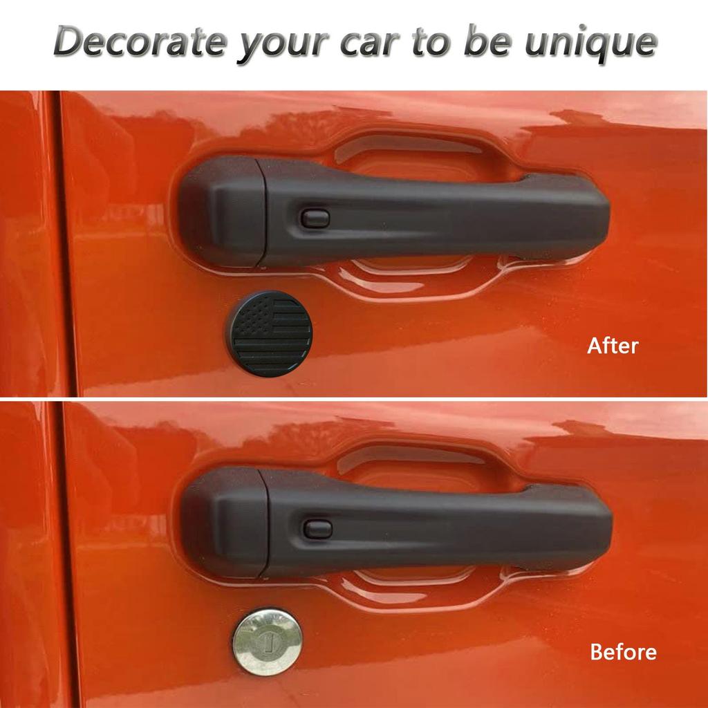 Timilge Magnetic Keyhole Cover 2018-2023 Wrangler JL JT Door Lock Protector Cover Door Security Accessories (Black Flag)