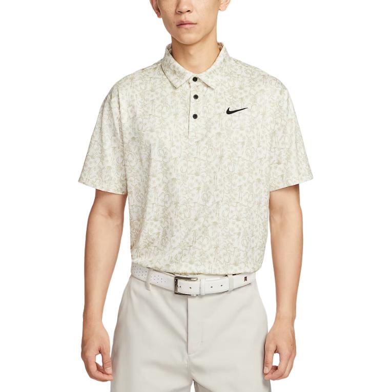 Nike Logo Button Short Sleeve Polo Shirt Men tops Light-Ivory HM5795110