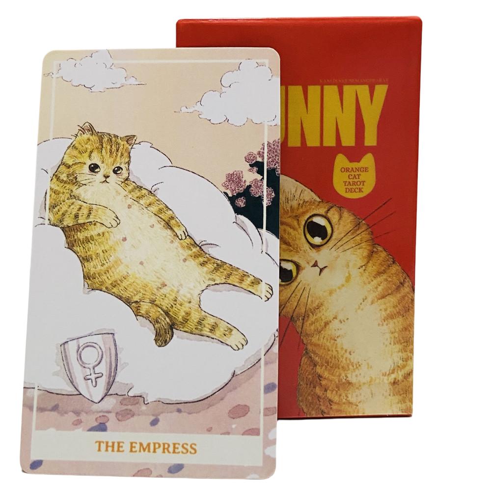Sunny Orange Cat Tarot Deck 78PCS English Cute Kitten Tarot Cards Divination Edition Deck Borad for Cat Lovers